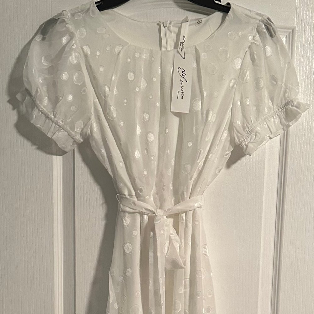 NWT | NY Collection | Women’s Belted Swiss Dot Shirt Sleeve Dress | Size 1X